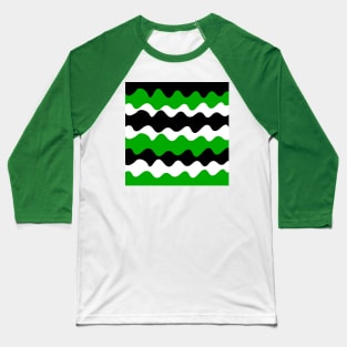 Green, black and white horizontal waves pattern Baseball T-Shirt